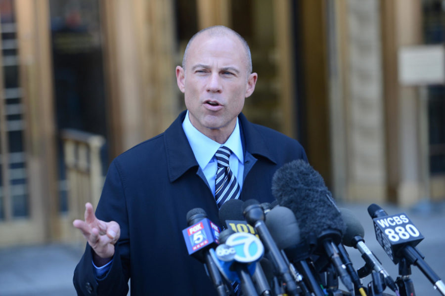 Stormy Daniels attorney Michael Avenatti holds a press conference outside Federal Court after a hearing for Trumps attorney Michael Cohen at 500 Pearl Street in Manhattan on Thursday April 26, 2018. (Susan Watts/New York Daily News/TNS)