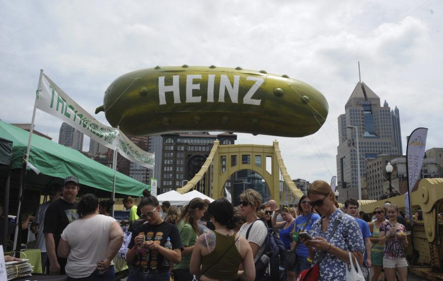 Pittsburgh’s fourth annual Picklesburgh celebration was staged on the Roberto Clemente Bridge for three days, July 20-22, this year instead of its usual two. (Photo by Anne Amundson | Staff Photographer)