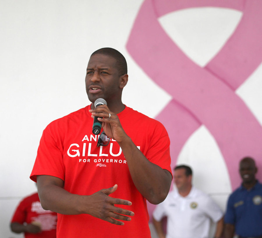 Gubernatorial candidate Andrew Gillum addresses the crowd of educators as Democrats running for the U.S. Senate, Florida governor and attorney general for the State of Florida attended an educational rally hoping to excite teachers and educators for their vote, on Sunday, Aug. 19, 2018 at the Betty Anderson Rec Center in Miami Gardens, Fla. (Carl Juste/Miami Herald/TNS)