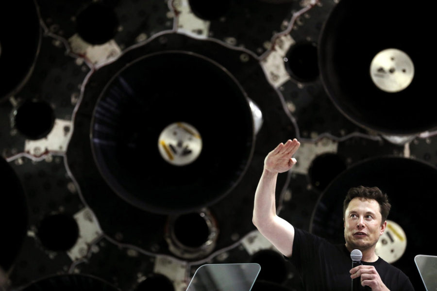 SpaceX CEO and Lead Designer Elon Musk announces the first private passenger to fly around the moon aboard BFR at SpaceX in Hawthorne, Calif. on Monday, Sept. 17, 2018. The U.S. Securities and Exchange Commission on Thursday filed suit against Tesla and Musk, charging the carmaker and its high-profile boss with fraud. (Christina House/Los Angeles Times/TNS)