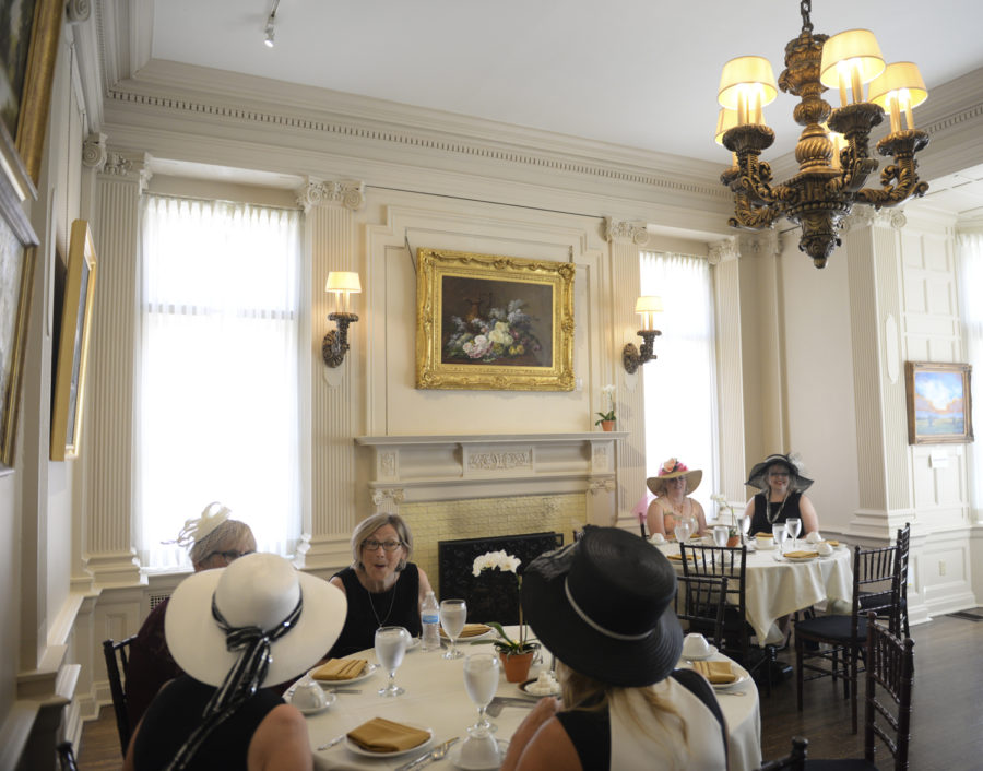 Women gathered at the Mansions on Fifth Hotel on Wednesday to celebrate the women of World War I with afternoon tea. 