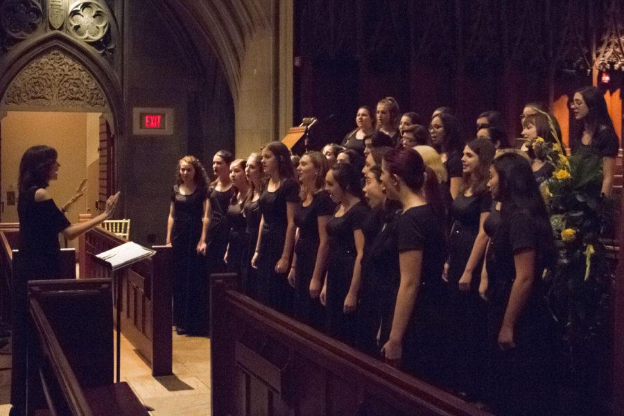 The University of Pittsburgh Symphony Orchestra, the PalPITTations and the Women’s Choral Ensemble performed at the Pitt Alumni Association at Heinz Memorial Chapel Tuesday evening. 