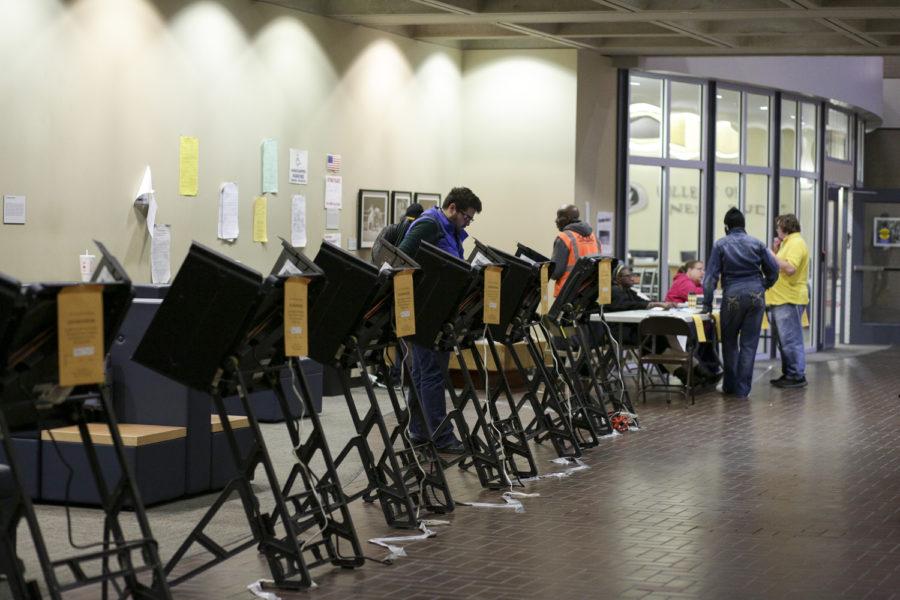 Students and community members voted in Posvar Hall Nov. 7, 2017. About 80 people cast their votes at the polling station. 