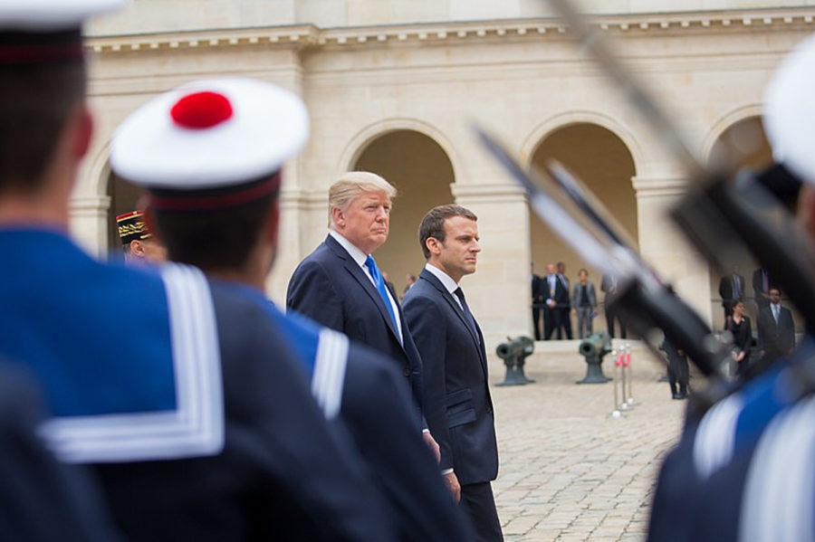 U.S. President Donald Trump and French President Emmanuel Macron were photographed together at an event in Paris on July 13, 2017.