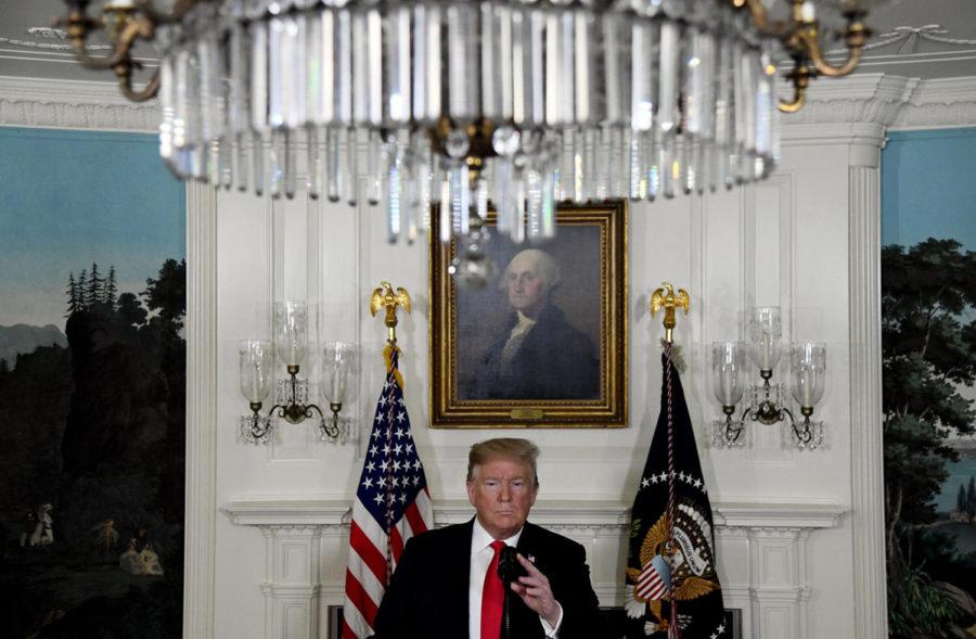 President Donald Trump speaks on the government shutdown and border security in the Diplomatic Room of the White House in Washington, D.C., on Saturday, Jan. 19, 2019.