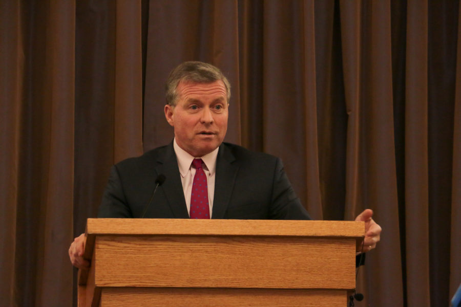 Former congressman Charles Dent speaks about his time in the House of Representatives at Monday evening’s “American Politics in the New World Order” event.
