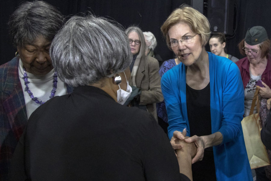 Sen. Elizabeth Warren (D-Mass.) greets supporters after speaking at an organizing event for her 2020 campaign inside the Godbold Center at Columbia College on January 23, 2019, in Columbia, S.C. (Gavin McIntyre/The State/TNS)