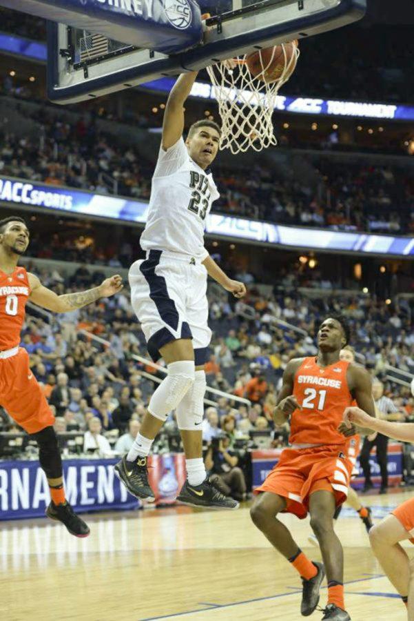 Ex-Panther and projected first-round 2019 NBA Draft pick Cameron Johnson, pictured here against Syracuse in 2016, led No. 1 UNC in scoring with 16.9 points per game during the regular season.

