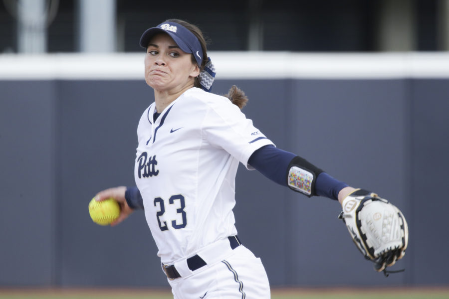 First-year Abby Edwards pitched against Ohio University during a March 19 game. This past weekend, the Panthers lost all three of their games against Virginia Tech.
