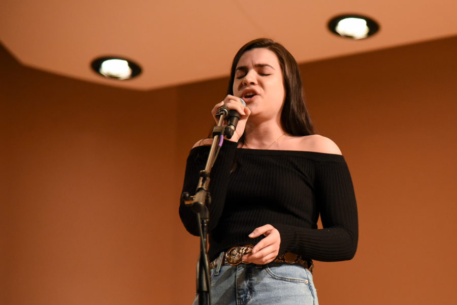 First-year Lauren Kaseman performs at Alpha Tau Omega’s annual charity concert.
