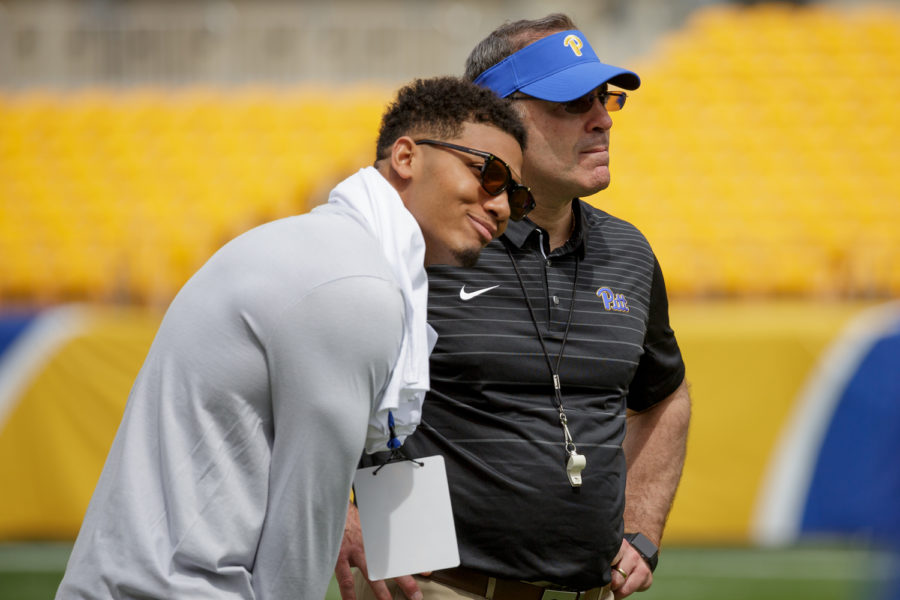 Football head coach Patrick Narduzzi had the opportunity to interact with potential recruits at Saturday’s Blue-Gold Spring game.
