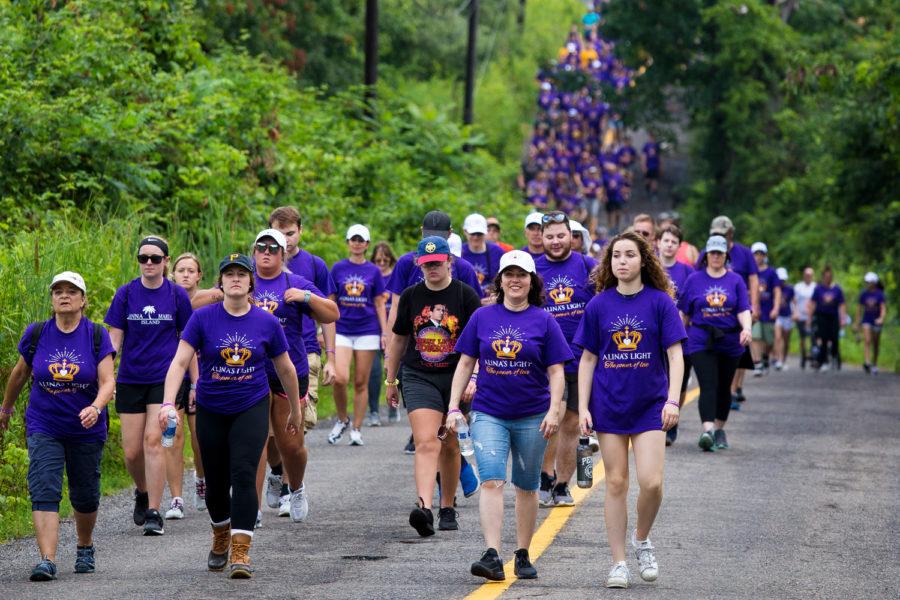  Participants at the first annual Walk for Love wear purple, the favorite color of late Pitt student Alina Sheykhet.
