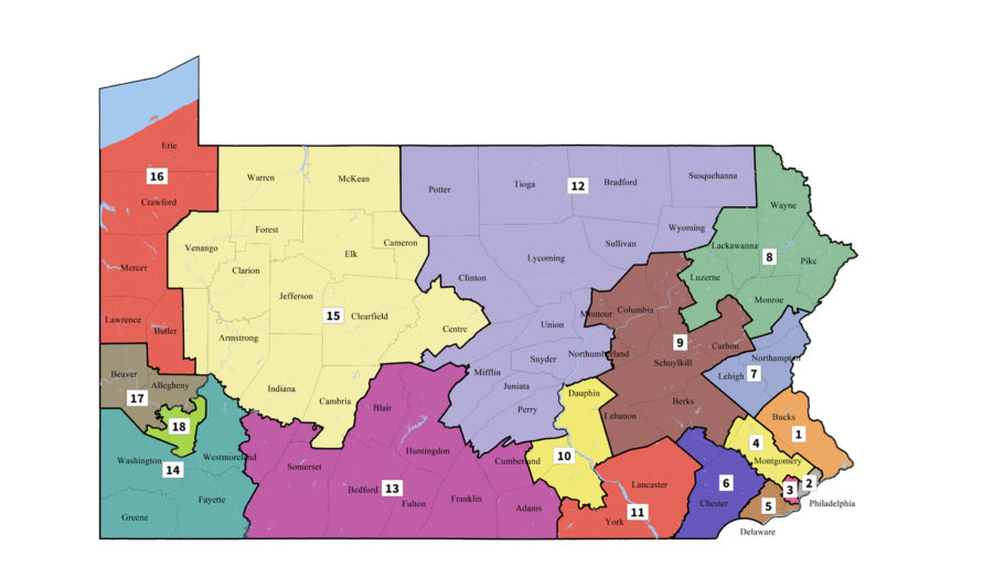 Map of Pennsylvanias congressional districts.
