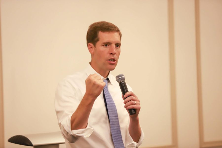 Congressman Conor Lamb spoke at the first meeting of Pitt Democrats on Tuesday night. 