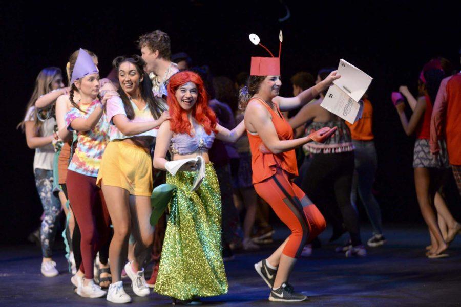 Pitt’s Musical Theater Club performs “Under the Sea” as a part of its 24 hour production of Disney’s “The Little Mermaid” Saturday evening at Stephen Foster Memorial Theater.
