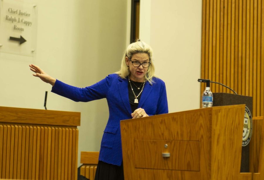 Victoria Nourse, Ralph Whitworth Professor in Law at Georgetown spoke Tuesday about separation of powers and the current state of politics. 