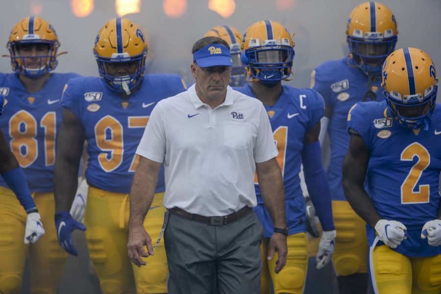 Head+coach+Narduzzi+enters+Heinz+Field+before+Saturday%E2%80%99s+matchup+with+Ohio+University.%0A