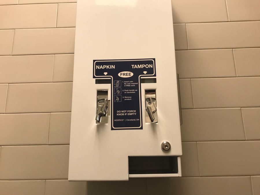 Women’s bathrooms in the Cathedral of Learning, the William Pitt Union, Posvar Hall and several other buildings on campus now contain dispensers stocked with free menstrual products.