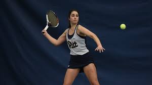 Claudia Bartolome, pictured here in a February match against Georgia Tech, was one of three underclassmen who transferred from Pitt after the termination of the tennis program.