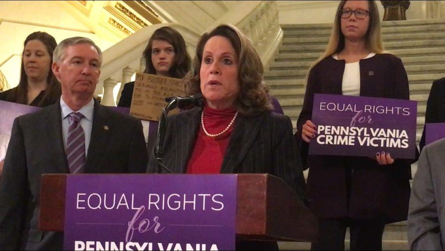 Rep. Sheryl Delozier, R-Cumberland, was among those who spoke at a Capitol news conference about a proposed constitutional amendment, dubbed Marsys Law, that would give crime victims constitutionally protected rights. 
