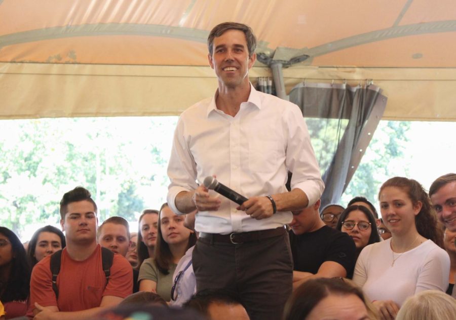 Beto O’Rourke receives a question during a visit to Oakland as a campaign stop on Sept. 25.  