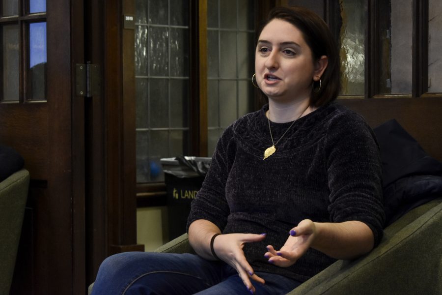 Pitt alum Sarah DeMaria speaks about special education teacher retention at Tuesday morning’s “Breakfast with Disability Researcher Sarah DeMaria” in the Honors College. 
