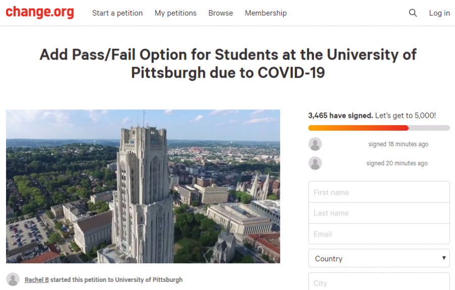 A petition urging the Pitt administration to modify the pass/fail grading policy for the spring semester in the wake of the coronavirus pandemic has gathered thousands of signatures since its creation two days ago. 