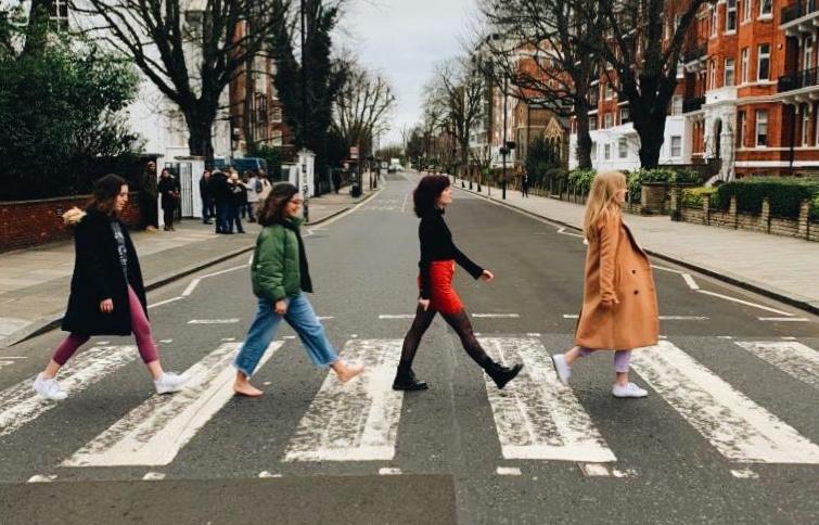 Remy Samuels poses with friends at Abbey Road. 