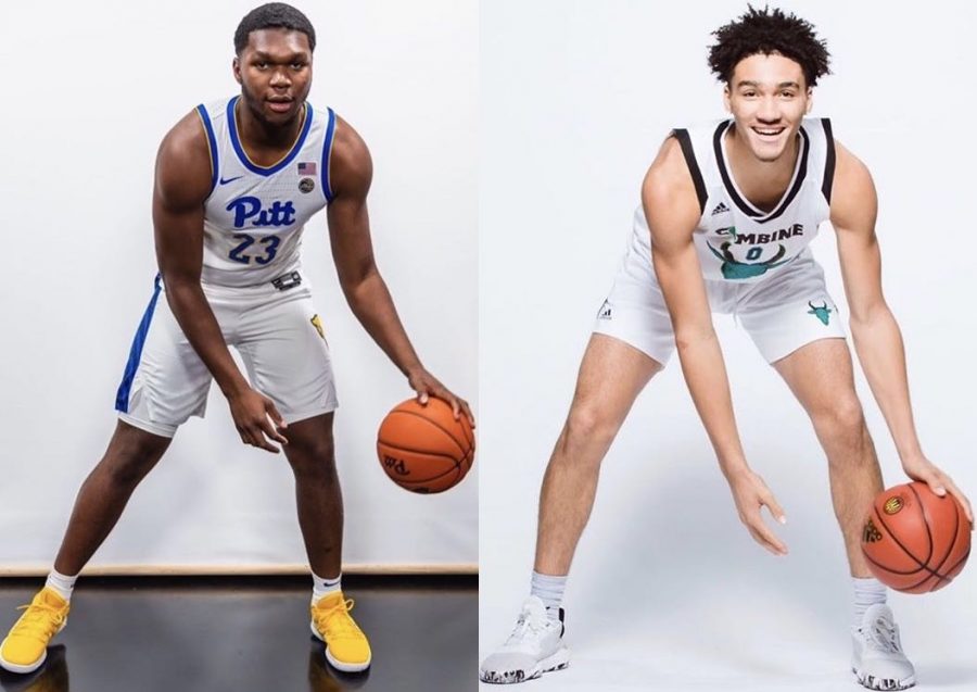 John Hugley (left) and Jalen Hood-Schifino (right) both hold four-star rankings and are currently committed to Pitt basketballs class of 2020 and class of 2022, respectively.