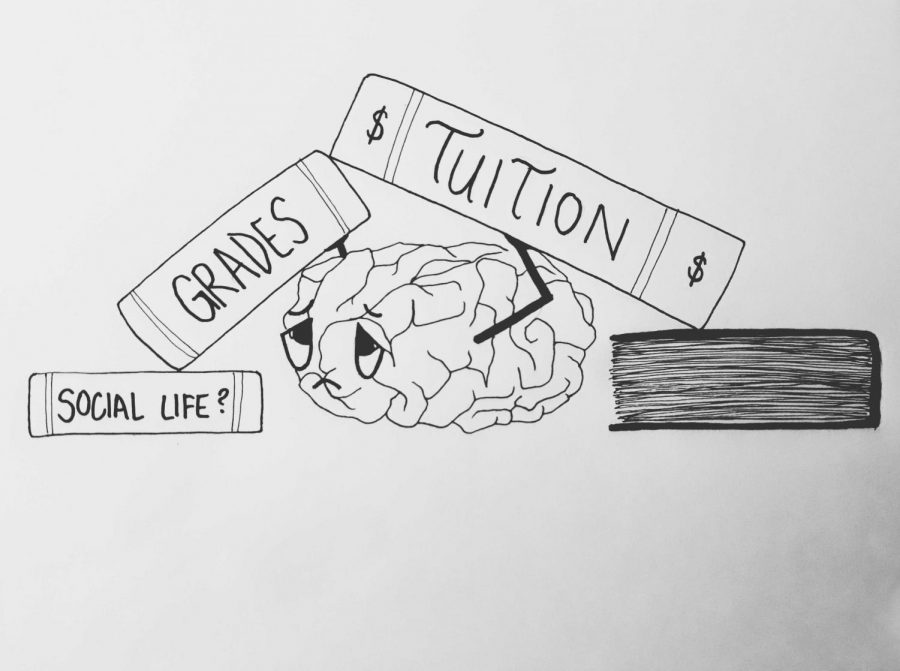 Image of a brain holding books about 