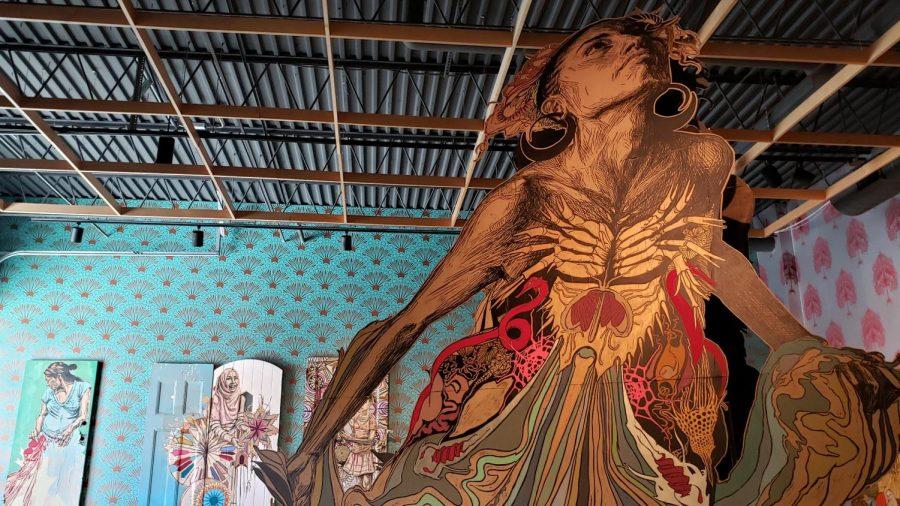 Artist Swoon’s exhibit at Contemporary Craft, “The Heart Lives Through the Hands.” 