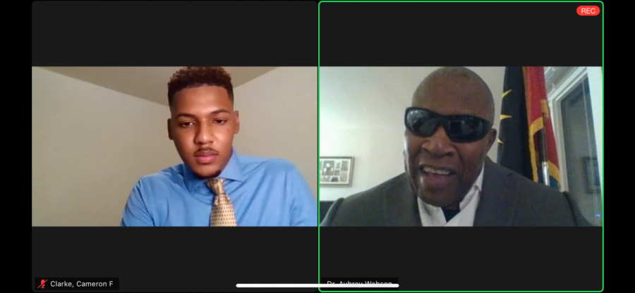 Dr. Aubrey Webson (right), the current United Nations ambassador of Antigua and Barbuda, participated in a live Zoom webinar Wednesday night facilitated by Cameron Clarke (left). 