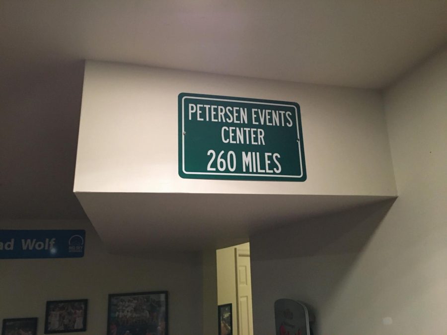 Sports Editor Alex Lehmbeck purchased a street sign for his father to remind him of Pitt. 