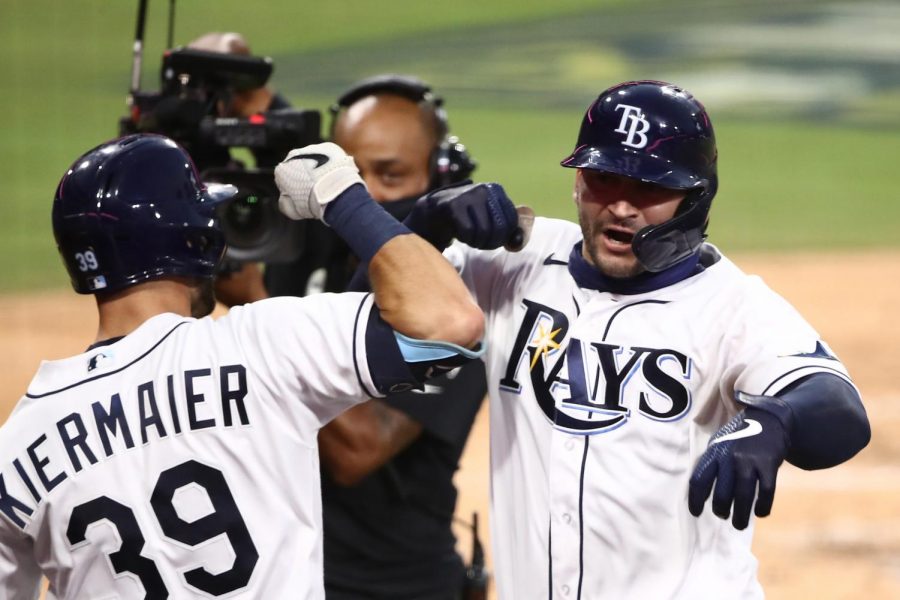 The+Tampa+Bay+Rays+Mike+Zunino%2C+right%2C+celebrates+a+solo+home+run+with+teammate+Kevin+Kiermaier+against+the+Houston+Astros+in+Game+7+of+the+American+League+Championship+Series+at+Petco+Park+in+San+Diego+on+Oct.+17.+