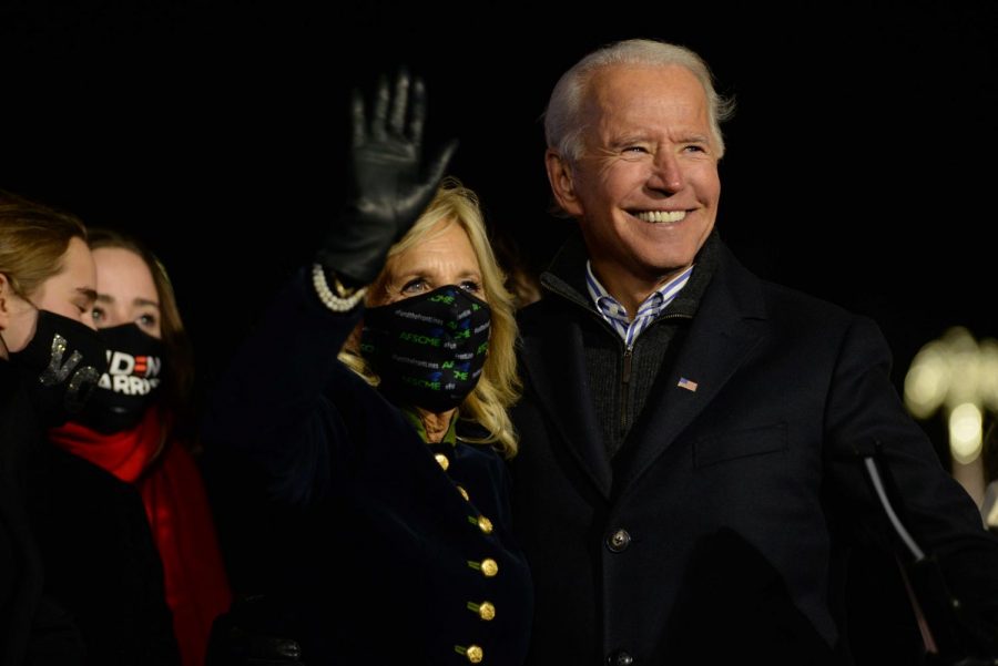 The Bidens at the Heinz Field rally on Monday evening.