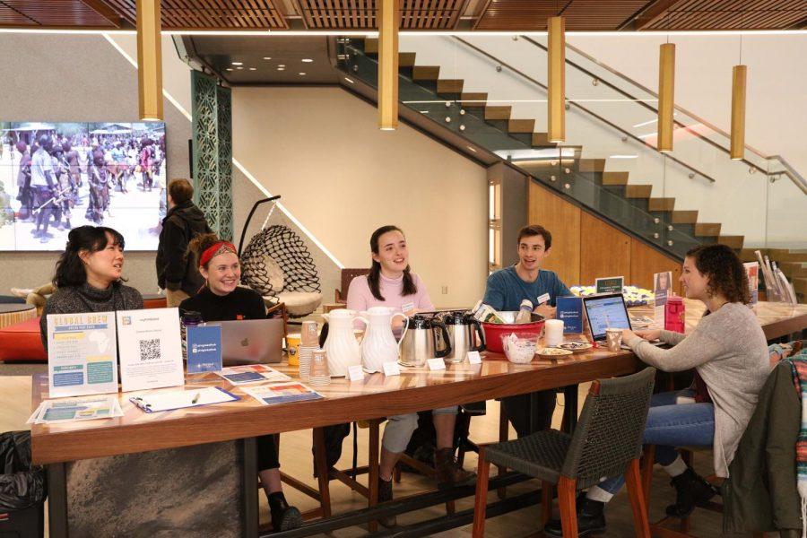The Global Hub is an open space on the first floor of Posvar Hall which provides students with a place to gather and study with a focus on the global perspective.