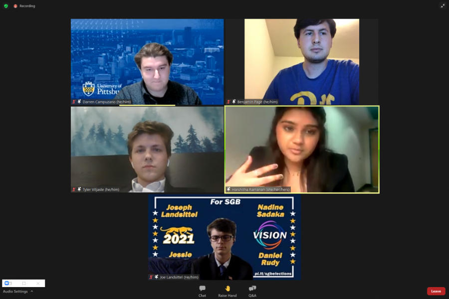 Pitt’s Student Government Board held its presidential debate over Zoom Thursday night. 