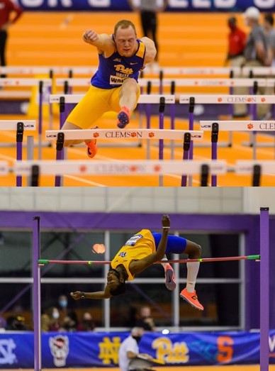Felix Wolter (top) and Greg Lauray will compete in the NCAA Indoor Track and Field Championship in Fayetteville, Arkansas, this weekend. Wolter, a fifth-year, will compete in the heptathlon and Lauray, a senior, will compete in the high jump.