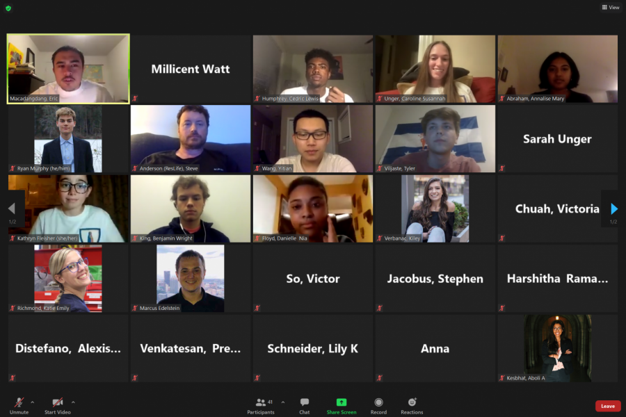 Student+Government+Board+held+its+weekly+meeting+on+Tuesday+night+via+Zoom.