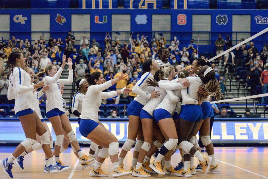 On Friday, the Panthers celebrated after extending their winning streak with a 3-1 victory at home over No. 12 BYU. It was their second victory of the day in the Panther Challenge, hosted this weekend by Pitt at the Fitzgerald Field House. 