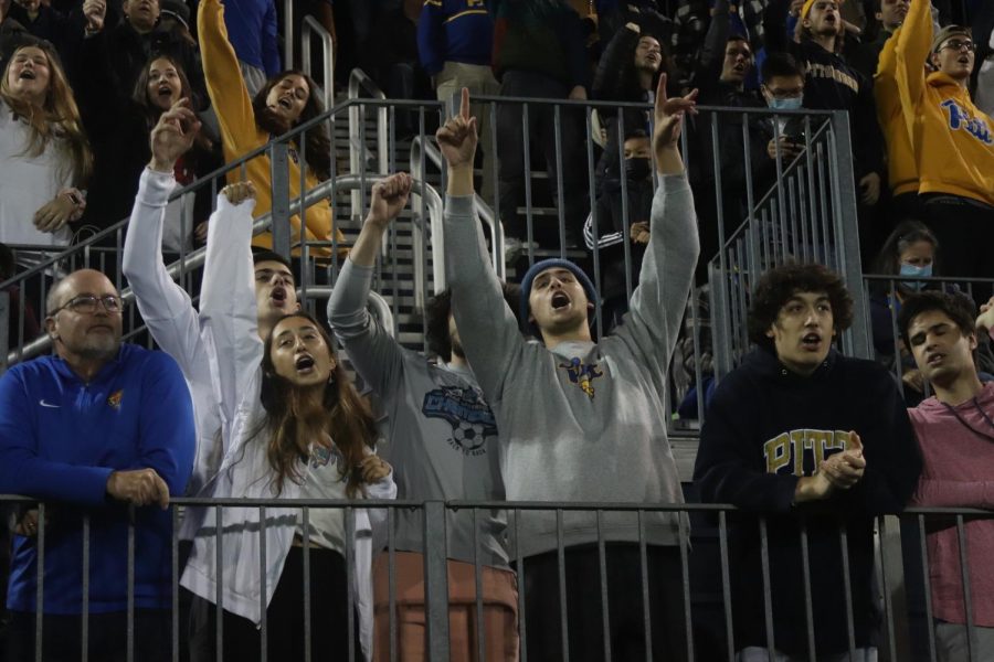 Fans at the Pitt vs. Notre Dame mens soccer game on Wednesday evening.