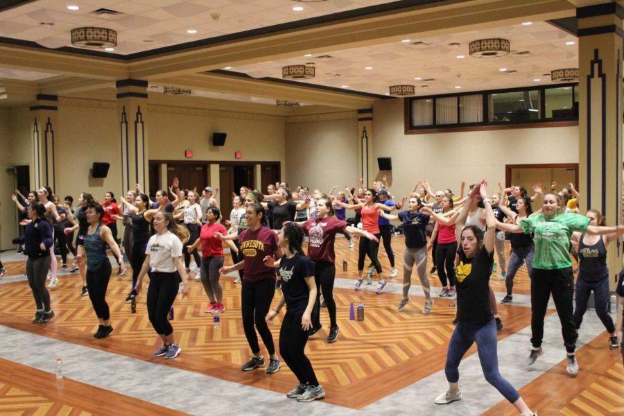 Students exercise at a Zumba class during Rec O Mania in 2019.