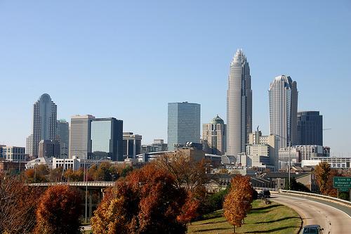 The skyline of Charlotte, North Carolina in fall 2007. 
