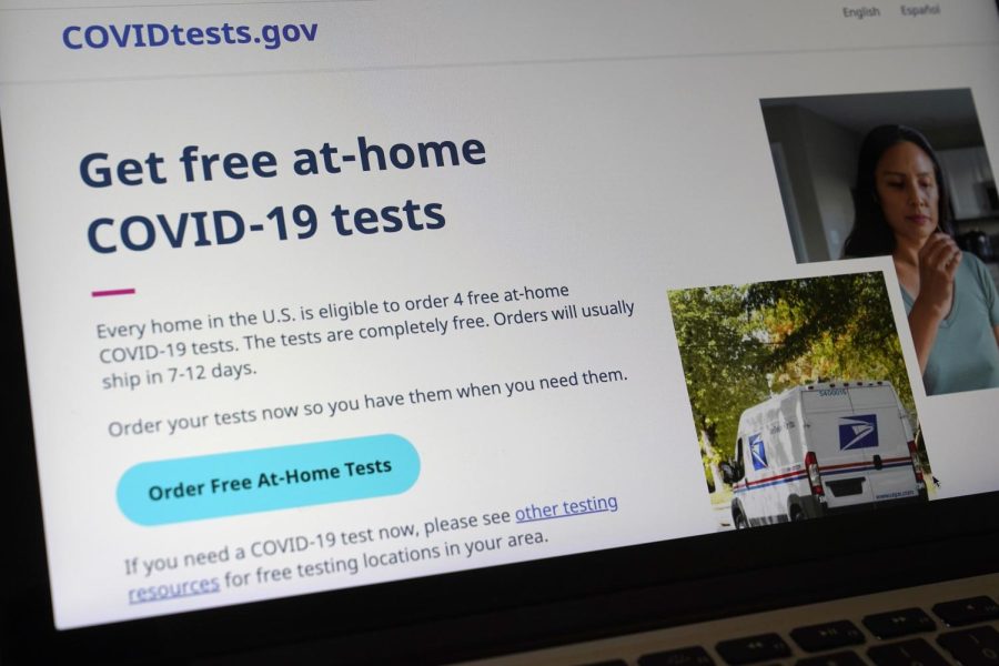 The United States government website COVIDTests.gov displayed on a computer screen in Walpole, Massachusetts, on Wednesday. 
