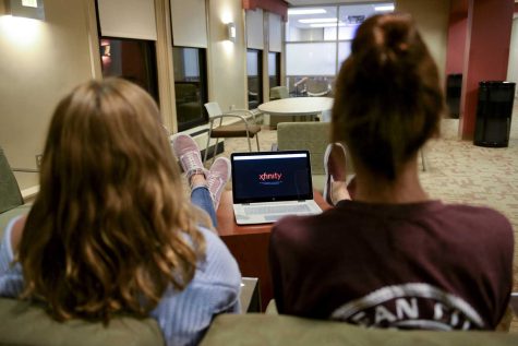 Pitt students stream Xfinity on their laptop. 