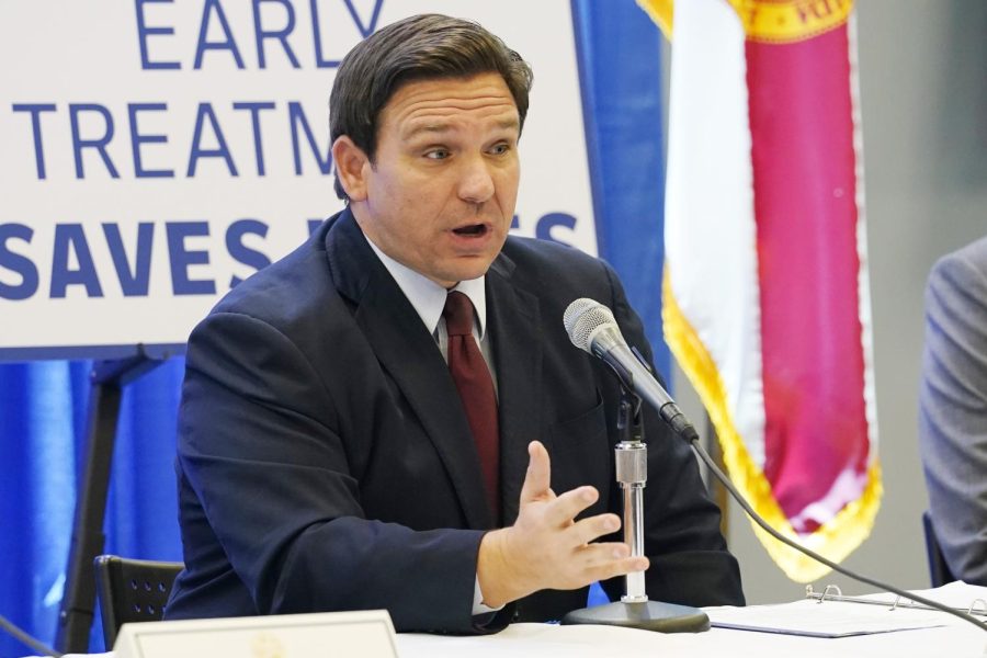 Florida Gov. Ron DeSantis complains about the FDAs decision to revoke its emergency authorization for two COVID-19 monoclonal antibody treatments during a press conference, Wednesday, Jan. 26, 2022, in North Miami, Florida.