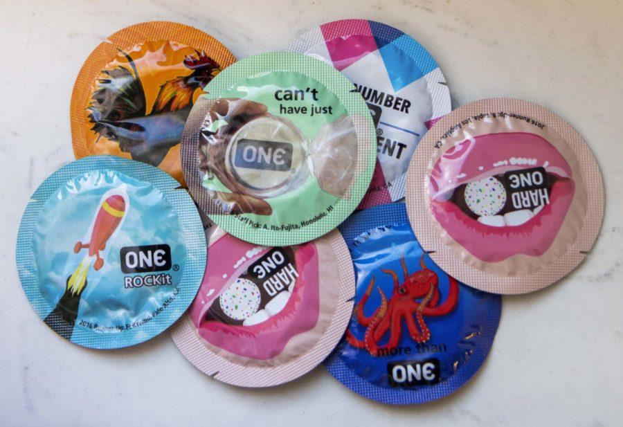Condoms in the Wellness Center waiting room in 2019.