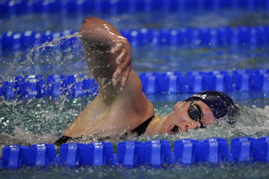 University of Pennsylvania senior swimmer and transgender athlete Lia Thomas competes in the 500-yard freestyle at the NCAA Swimming and Diving Championships at Georgia Tech in Atlanta on Thursday. 

