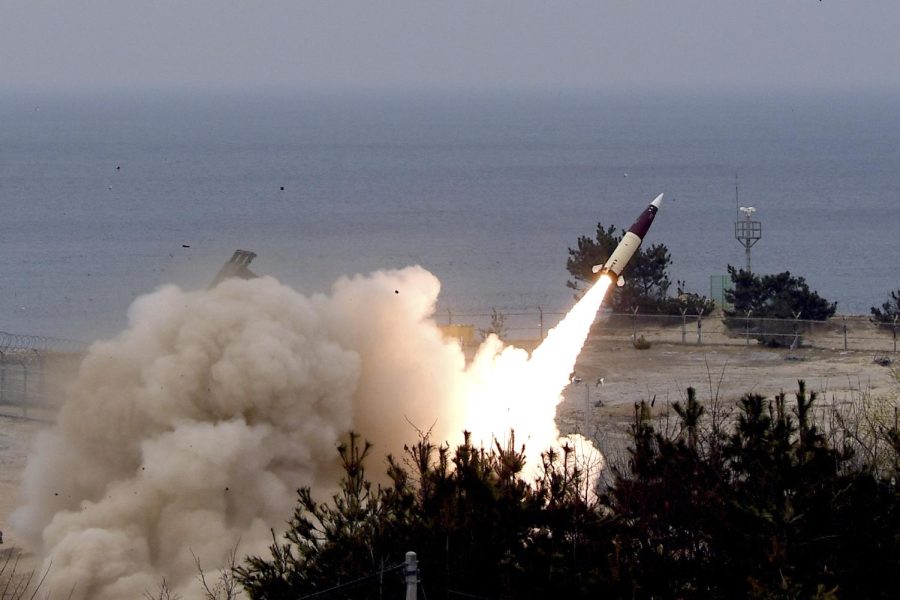 South Koreas military launches an Army Tactical Missile System during a military exercise at an undisclosed location in South Korea on Thursday. 
