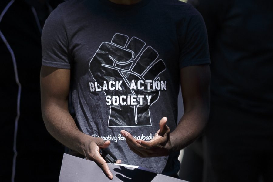 A Black Action Society T-shirt.